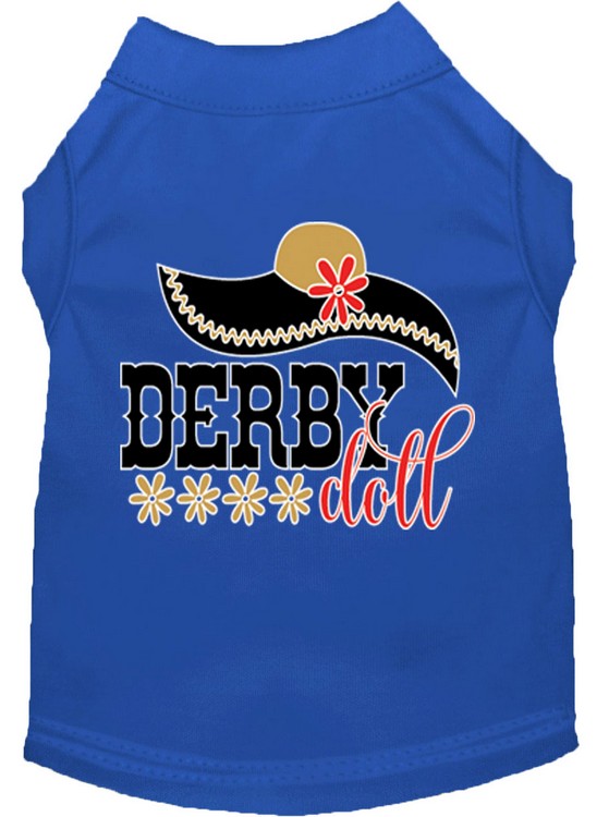 Derby Doll Screen Print Dog Shirt Blue XS